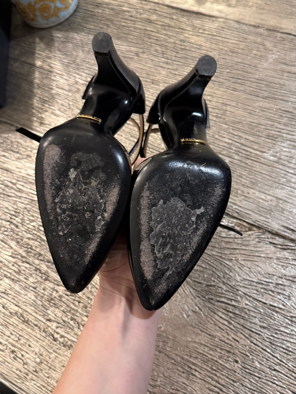Gucci Black Patent Leather Pointed-Toe Ankle-Strap Heels - Picture 5 of 5